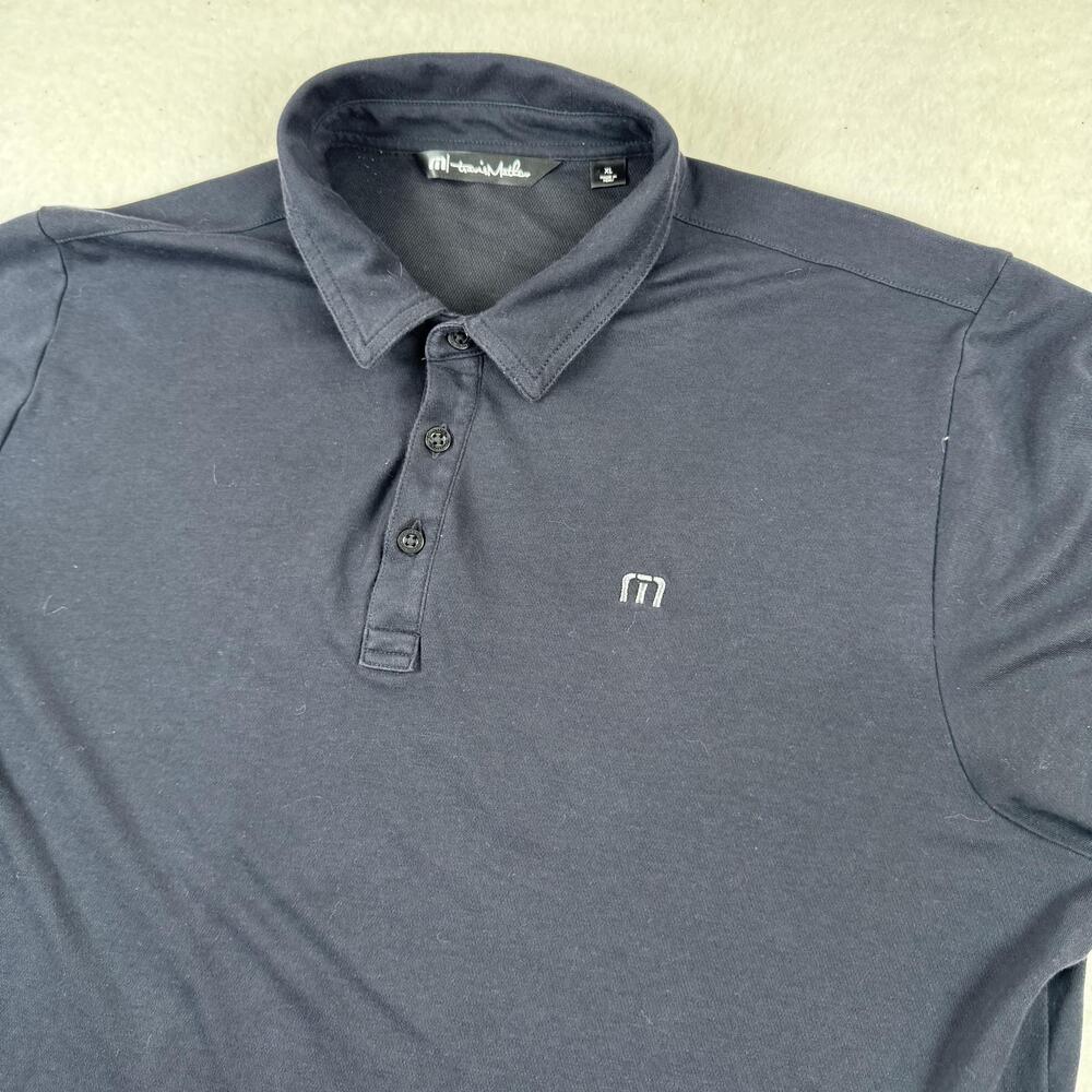Travis Mathew Polo Shirt Mens Size XL Blue Solid Pima Golf Jersey Stretch Casual
